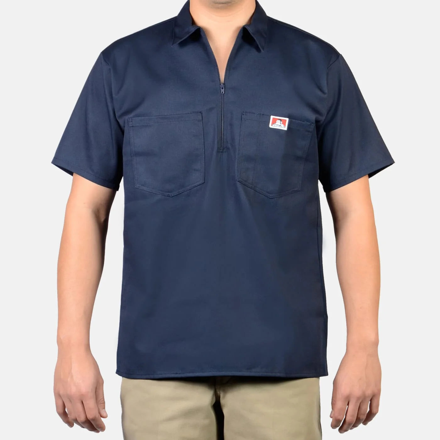 BEN DAVIS SHORT SLEEVE SOLID 1/2 ZIP SHIRT (NAVY)