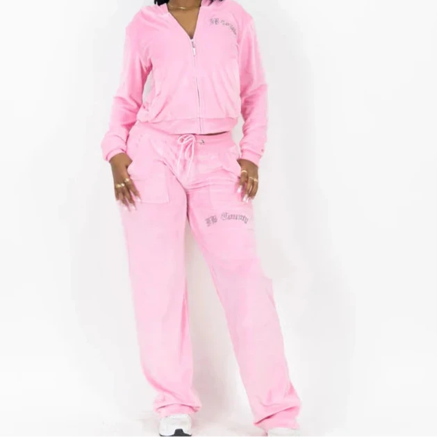 FB COUNTY WOMEN'S RHINESTONE VELOUR TRACKSUIT