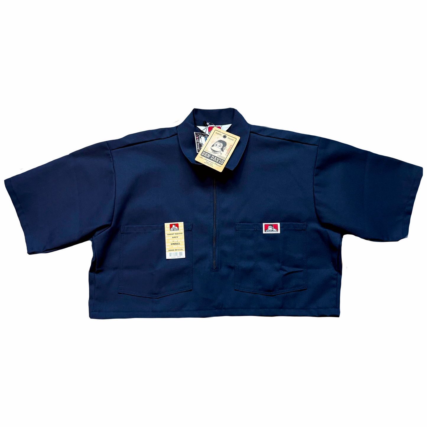 BEN DAVIS LADY CROP TOP 1/2 ZIP (NAVY)