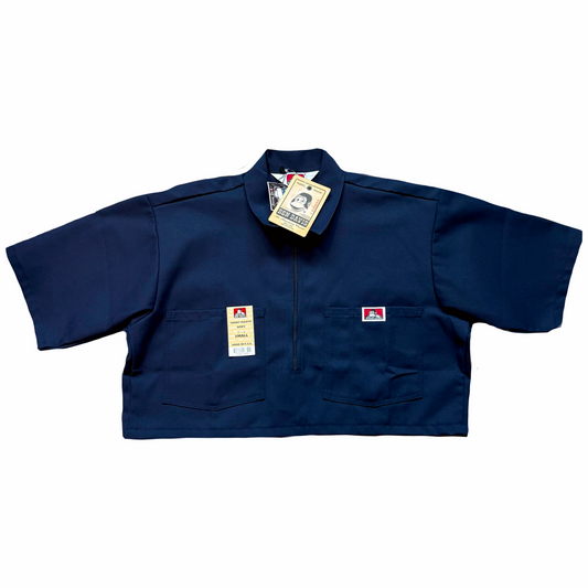 BEN DAVIS LADY CROP TOP 1/2 ZIP (NAVY)