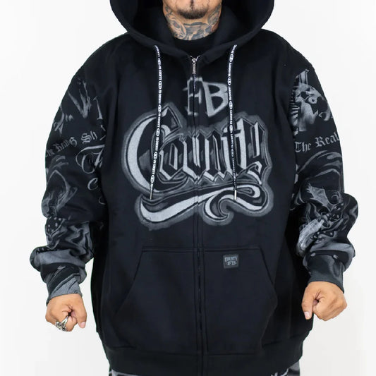.NEW FB COUNTY TATTED UP ZIP-UP HOODIE