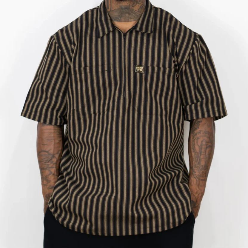 FB COUNTY SHORT SLEEVE CHECKER ZIP SHIRT