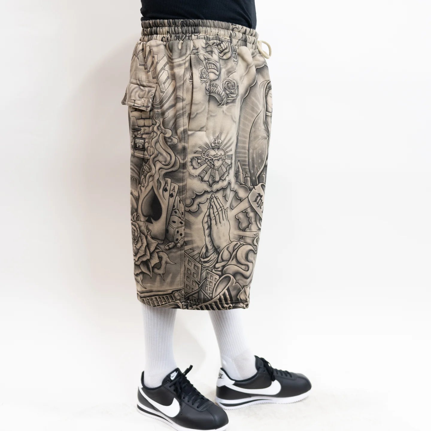 .FB COUNTY INKED UP BAGGY FLEECE SHORTS