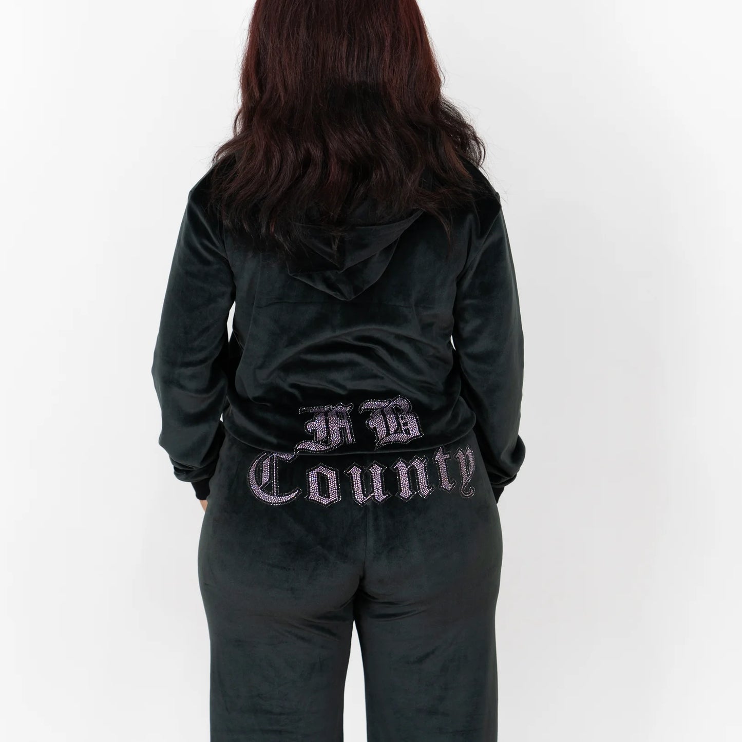 FB COUNTY WOMEN'S RHINESTONE VELOUR TRACKSUIT