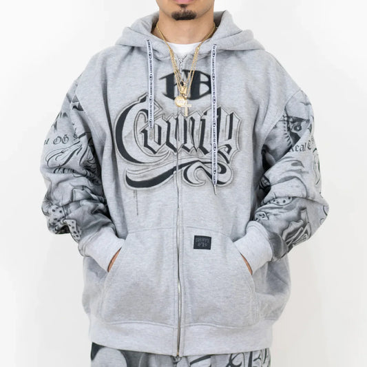 .NEW FB COUNTY TATTED UP ZIP-UP HOODIE