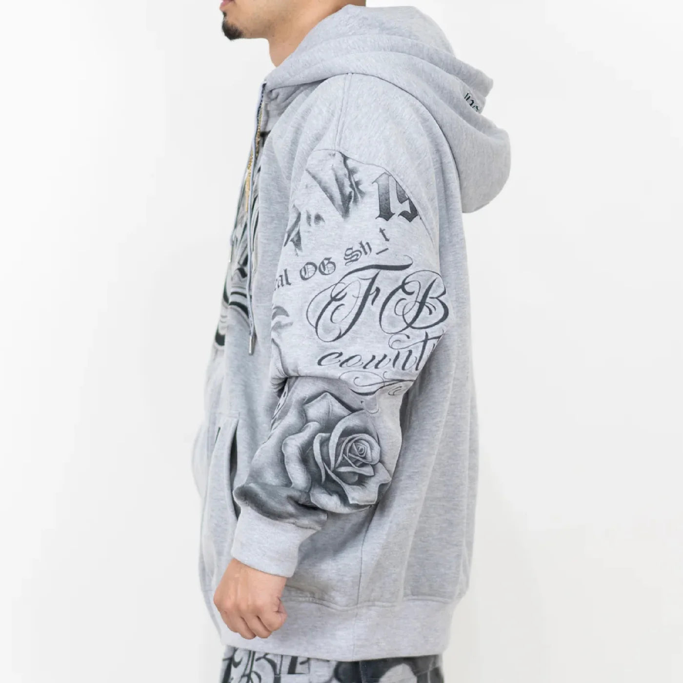 .NEW FB COUNTY TATTED UP ZIP-UP HOODIE